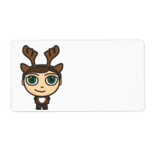 Reindeer Boy Cartoon Character Labels