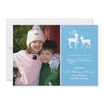 Reindeer Christmas Card (Happy Christmas Sky Blue) Custom Invite