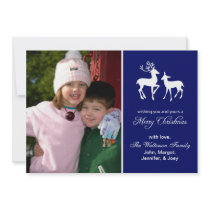 Reindeer Christmas Card Merry Christmas Navy Blue