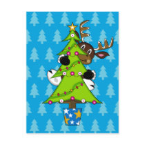 Reindeer & Christmas Tree Postcard