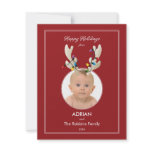 Reindeer Ears Baby's First Christmas Holiday Photo Invite