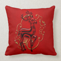 Reindeer elegant gold red throw pillows