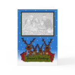 Reindeer family photo Christmas template card