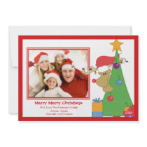 Reindeer Fun Christmas Flat Photo Card Custom Invite