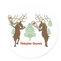 Reindeer Games Round Sticker