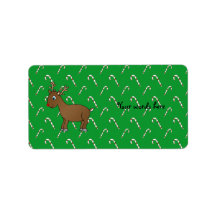 Reindeer green candy canes labels