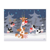 Reindeer in the snow postcard