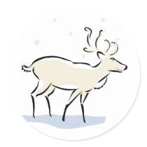 Reindeer in the Snow Round Stickers