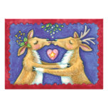 Reindeer Kissing Christmas Party Invitation
