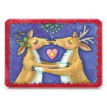 Reindeer Kissing Under the Mistletoe at Christmas Invites