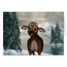 Reindeer Merry Christmas Card