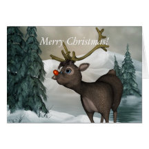 Reindeer Merry Christmas Card