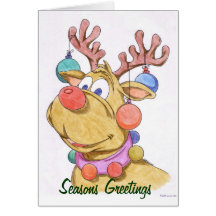 Reindeer Seasons Greetings Blank Holiday Card