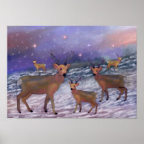 Reindeer Snowfall Print
