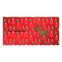 Reindeer snowman pattern photo greeting card