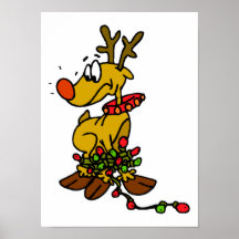 Reindeer w/ Lights Poster