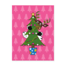 Reindeer with Christmas Tree Card Postcards