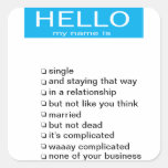 Relationship status name tag sticker