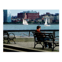 Relaxing by the Manhattan Skyline Post Cards