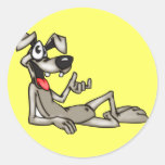 Relaxing Cartoon Dog Round Stickers