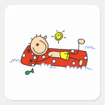 Relaxing on Air Mattress Square Sticker