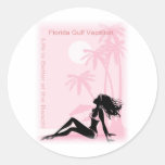 Relaxing on the beach round stickers