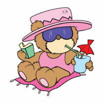 relaxing on vacation teddy bear girl design photo cut out