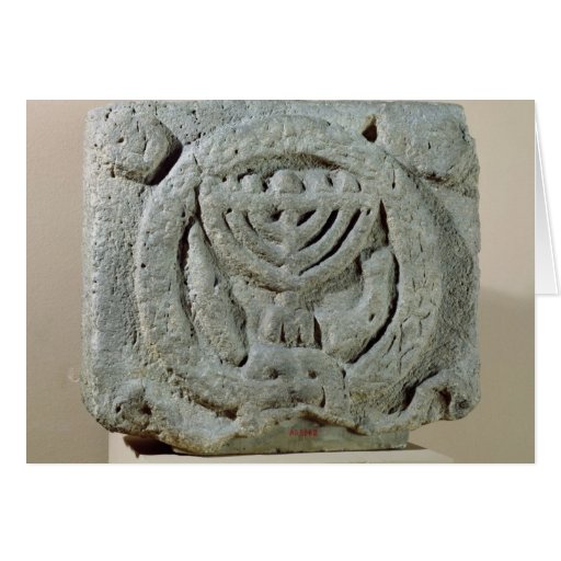 Relief depicting a menorah card