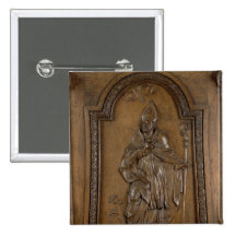 Relief depicting St. Medard  Bishop Pinback Button