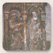 Relief from a capital depicting the Annunciation ( Beverage Coasters