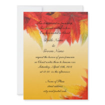 Religion's wedding invitation,fall red leaves