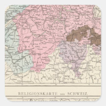 Religious and Linguistic Map of Switzerland Square Stickers