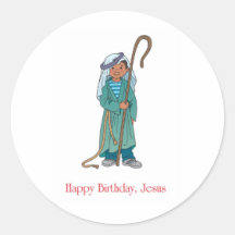 RELIGIOUS: Happy Birthday Jesus Shepherd Round Stickers