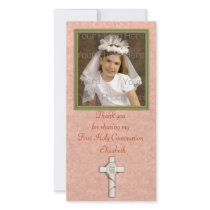 Religious Peach White Cross Photo Card Template