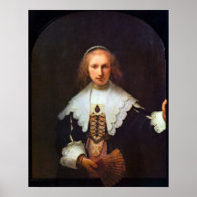 Rembrandt - Portrait of Agatha Bas Print