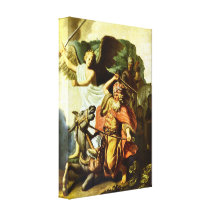 Rembrandt - Prophet Balaam and the donkey Stretched Canvas Prints