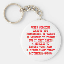 Remember It Only Takes Four Muscles To Bitch-Slap Keychain