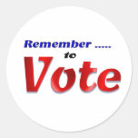 Remember to Vote Round Sticker