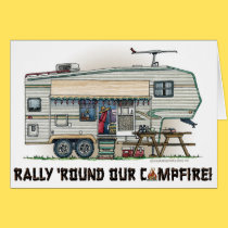Remorque mignonne de voyage de campeur de cinquièm cartes
