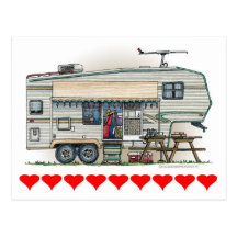 Remorque mignonne de voyage de campeur de cinquièm cartes postales
