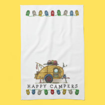 Remorque vintage mignonne de voyage de campeur de  linges de cuisine