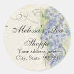 Remous bleu floral de fleurs d'hortensia de semble autocollant rond