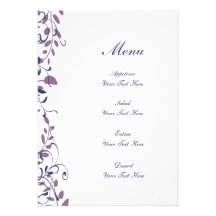 Remous de pourpre, bleus et de blanc de menu de ma invitations