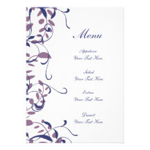 Remous de pourpre, bleus et de blanc de menu de ma invitations personnalisables