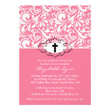 Remous de rose d'invitations de baptême de baptême