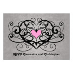 Remous et coeurs de romance gothique épousant RSVP Invitation