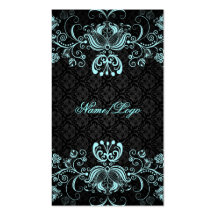 Remous floraux bleus noirs et en pastel élégants cartes de visite personnelles