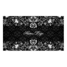 Remous floraux noirs et blancs élégants cartes de visite personnelles