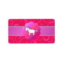 Remous mignons de rose de licorne étiquettes d’adresse