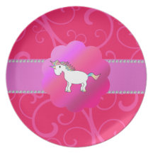 Remous mignons de rose de licorne assiette pour soirée